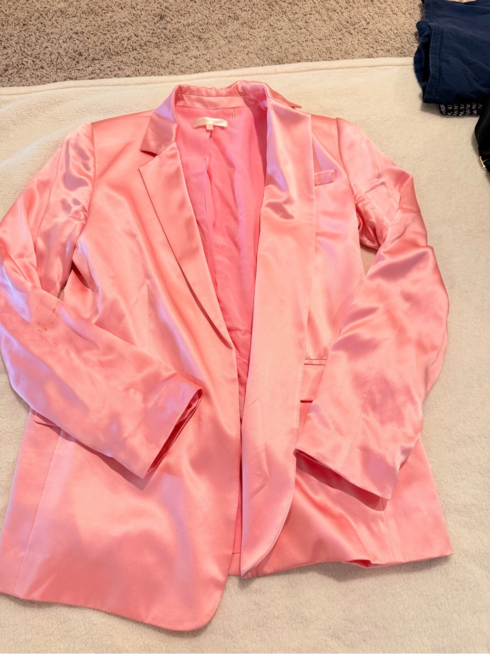 Love Shack Fancy Pink Silk Women's Blazer Jacket